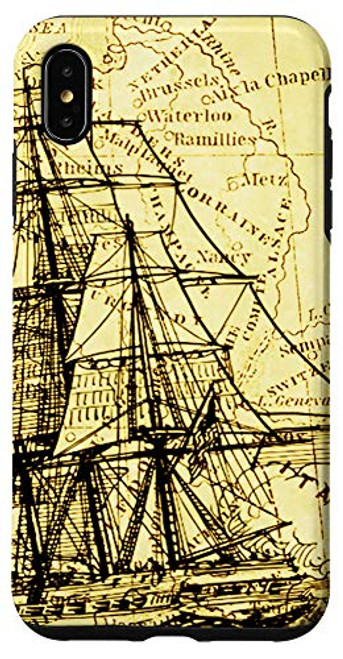 iPhone XS Max Nautical Map Phone Case Vintage Ocean Maps Boat Captain Gift Case