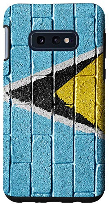 Galaxy S10e Saint Lucia Flag Lucian Banner on a brick wall Case Galaxy S10e Saint Lucia Flag Lucian Banner on a brick wall Case