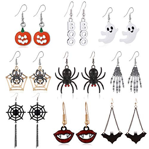 9 Pairs Halloween Dangle Earrings for Women Halloween Theme Earrings Pumpkin Spide Drop Dangle Earring for Girls Halloween Party Dress -9 pairs colorf 9 Pairs Halloween Dangle Earrings for Women Halloween Theme Earrings Pumpkin Spide Drop Dangle Earring for Girls Halloween Party Dress -9 pairs colorf