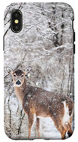 iPhone X-XS Deer Winter Wildlife Nature Buck Hunting Doe Outdoors Gift Case