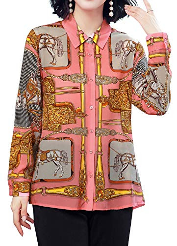 Blouses for Womens Elegant Printed Long Sleeve Shirts Button Down Casual Tops