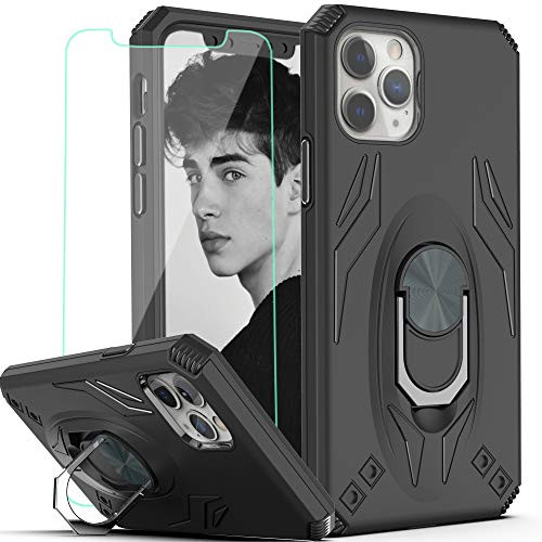 YmhxcY iPhone 11 Pro Max Phone Case -2019- 6-5 inch with HD Screen Protector  Military Grade Phone Case with Rotating Holder Kickstand for iPhone 11 P