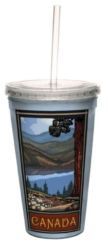 Tree-Free Greetings cc33357 Vintage Canada Scenic by Paul A. Lanquist Artful Traveler Double-Walled Cool Cup with Reusable Straw, 16-Ounce