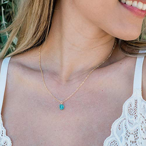 Tiny raw apatite gemstone pendant necklace in 14k gold fill - 16 chain with 2 extender