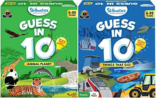 Skillmatics Guess in 10 - Animal Planet - Things That Go -Ages 6-99- Bundle - Card Game of Smart Questions - General Knowledge for Kids  Adults and F