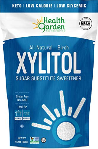 Health Garden Birch Xylitol Sweetener - Non GMO - Kosher - Made in the U-S-A- - Keto Friendly -15 OZ-