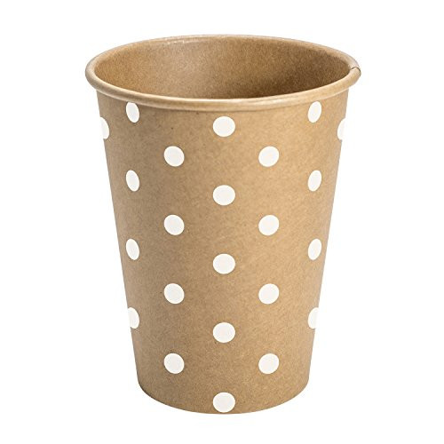 CB Gift D2264 Sips Drinkware Kraft Paper Cups, 12 Ounce, Polka Dot