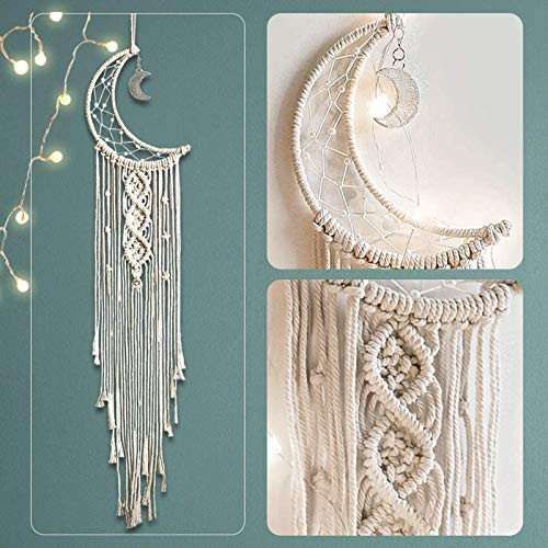iceagle Dream Catchers for Decoration - Boho Macrame Wall Hanging Handmade Woven Dream Catcher for Gift Bedroom Ornament Craft -Dreamcatcher-Moon-