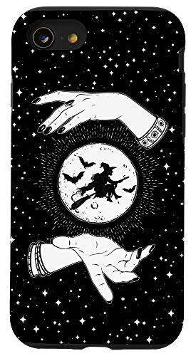 iPhone SE -2020- - 7 - 8 Vintage Witchy Moon Flying Witch Hands and Stars Halloween Case