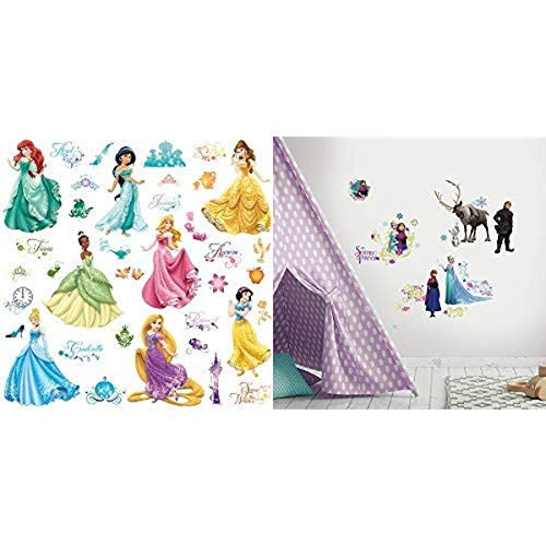 RoomMates Disney Princess Royal Debut Peel and Stick Wall Decals and RoomMates Disney Frozen Peel and Stick Wall Decals