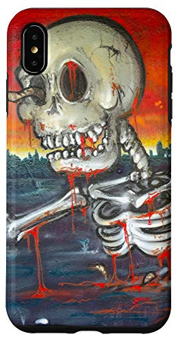 iPhone XS Max Wall Art-Work Skeleton Street Graphic Cool Novelty Gifts Case