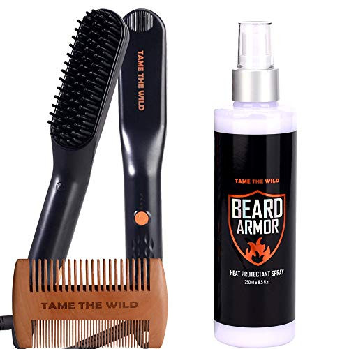Tames Easy Glide Beard Straightener and Tames Beard Armor Heat Protection Spray - Bundle and Save
