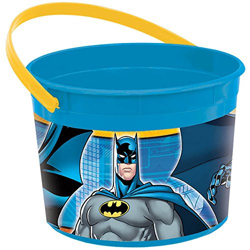 Batman Birthday Party Plastic Favor Container, 1 Pieces, Made from Plastic, Blue, 4 1/2" x 6 1/4"Dia. by Amscan
