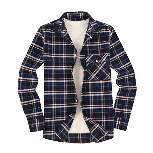Mens Button Down Shirts Regular Fit Long Sleeve Casual Cotton Plaid Flannel Shirt Blue Red S Mens Button Down Shirts Regular Fit Long Sleeve Casual Cotton Plaid Flannel Shirt Blue Red S