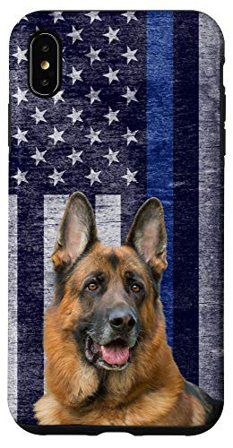 iPhone XS Max Thin Blue Line US Flag German Shepherd Police Dog K-9 Gift Case