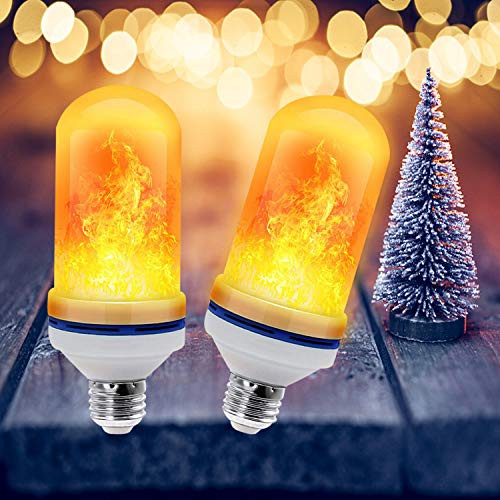 Led Flickering Flame Effect Light Bulb 2 Pack E26  Super 4 Modes with Upside Down Effect  Professional Flame Led Light Bulbs for Christmas Home Hotel