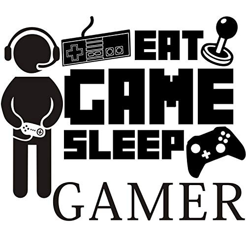 Gamer with Controller Wall Decal Bundle with Eat Sleep Game Wall Sticker  Vinyl Game Décor Wall Stickers Art Design Stickers Wall for Home Playroom Be