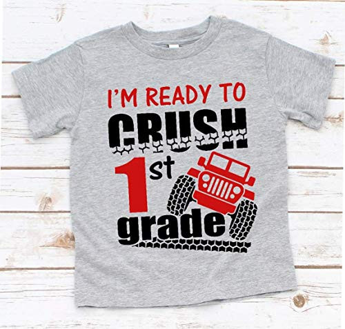 Ready to Crush 1st Grade Back to School Shirt - Bella - Canvas Youth Small Gray - First Grade Shirt