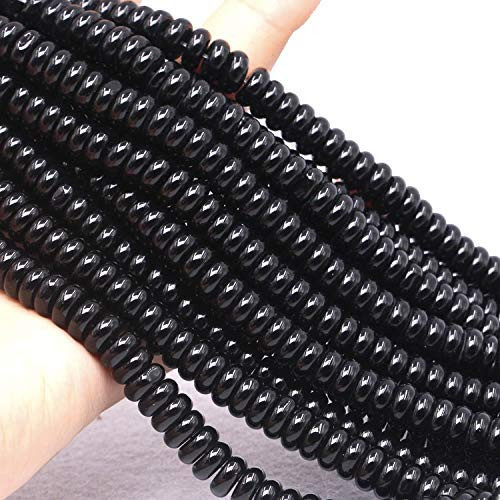 -ABCgems- Brazilian Blackest-Black Onyx -Gorgeous Luster- Mohs Hardness 7- 8mm Smooth Rondelle Natural Semi-Precious Gemstone Healing Energy Beads -ABCgems- Brazilian Blackest-Black Onyx -Gorgeous Luster- Mohs Hardness 7- 8mm Smooth Rondelle Natural Semi-Precious Gemstone Healing Energy Beads