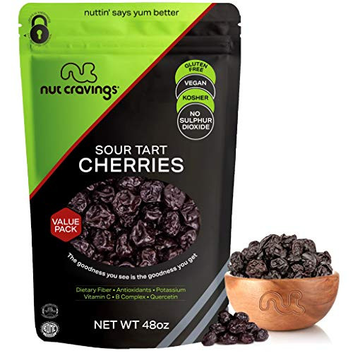 Sun Dried Sour Tart Cherries  Lightly Sweetened -48oz - 3 Pound- Packed Fresh in Resealable Bag - Sweet Dehydrated Fruit Treat  Trail Mix Snack - Heal