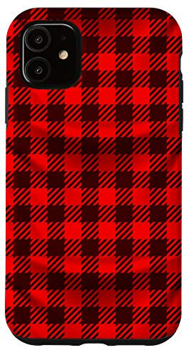 iPhone 11 Classic Red and Black Plaid Buffalo Check Pattern Design Phone Case
