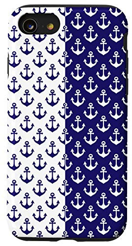 iPhone SE -2020- - 7 - 8 Boat Anchor White blue Pattern Case
