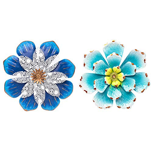 SONGXIN Metal Flower Wall Decoration Outdoor Indoor Decor for Bathroom Living Room Bedroom or Porch Patio Fence Garden Colorful Wall Sculptures-13 Inc