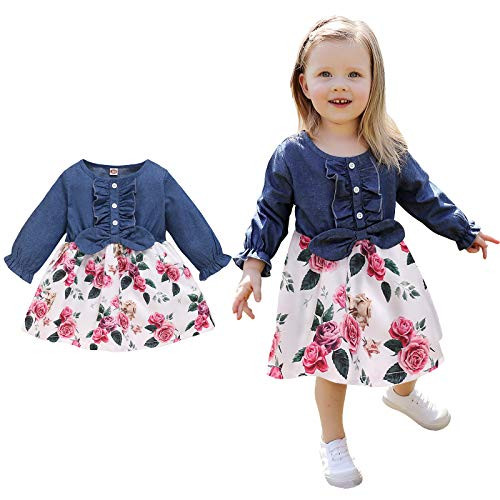 Kucnuzki 12 Month Girl Clothes Baby Girl Fall Dresses Long Sleeve Sunflower Frock Toddler Jean Skirt Denim Princess Dresses for Girls 12-18 Months Kucnuzki 12 Month Girl Clothes Baby Girl Fall Dresses Long Sleeve Sunflower Frock Toddler Jean Skirt Denim Princess Dresses for Girls 12-18 Months