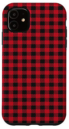 iPhone 11 Classic Red and Black Plaid Buffalo Gingham Check Pattern Case