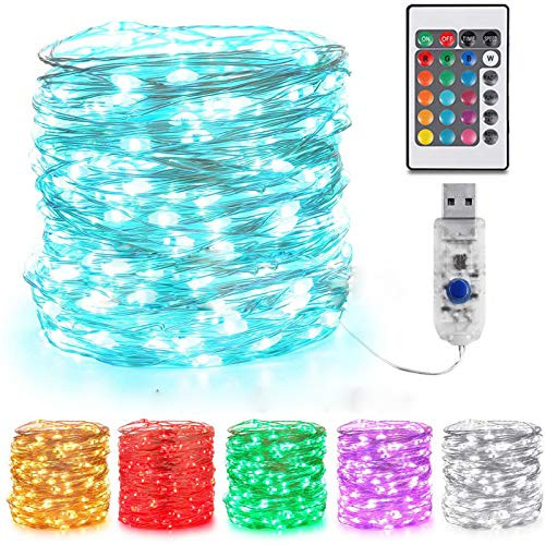 YUESUO USB 16 Color Fairy String Light  Waterproof Fairy Tale Light String Light with Remote Control 33ft 100 LED Waterproof String Light Suitable for