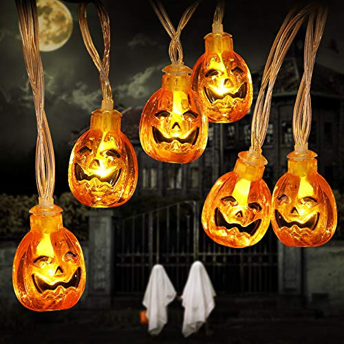 YUNLIGHTS Halloween Pumpkin String Lights  13FT 30 LED Halloween Decoration Lights with 8 Lighting Modes and Remote Control  Battery Operated Jack-O-Lan YUNLIGHTS Halloween Pumpkin String Lights  13FT 30 LED Halloween Decoration Lights with 8 Lighting Modes and Remote Control  Battery Operated Jack-O-Lan