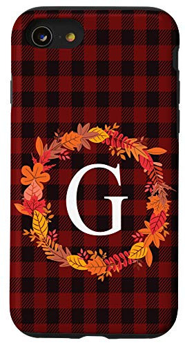 iPhone SE -2020- - 7 - 8 Buffalo Plaid Initial Letter G Monogram Personalized Gifts Case
