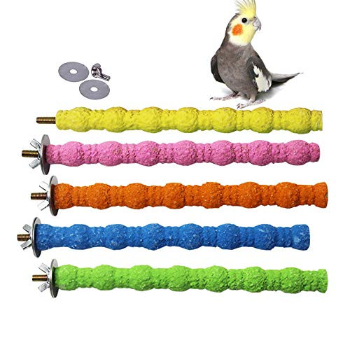 kathson Bird Perches for Cage  Parrot Stand Toy Natural Wood Stick Paw Grinding Rough-surfaced Platform Cage Accessories for Parakeets Cockatiel Loveb