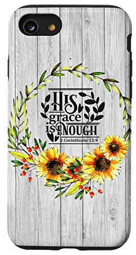 iPhone SE -2020- - 7 - 8 His Grace Is Enough Sunflowers Wood Background Case