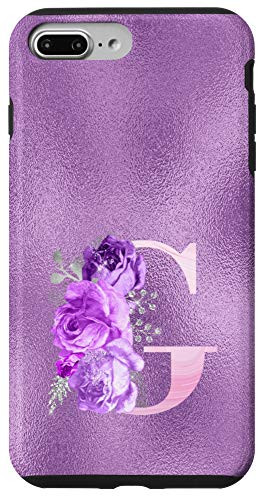 iPhone 7 Plus-8 Plus Lilac floral Initial Letter G monogram purple floral Case
