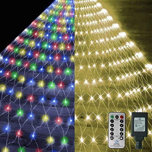 Color Changing Net Mesh Lights  Plug in 204 LED 9-8x6-6ft String Lights with Remote Christmas Tree wrap Fairy Light connectable for Lawn Bushes Outdoo