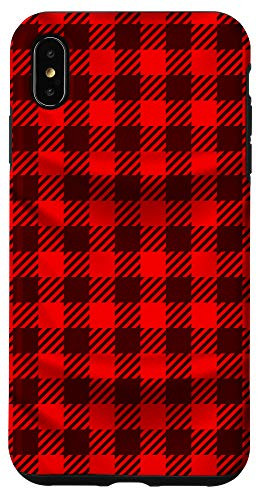 iPhone XS Max Classic Red and Black Plaid Buffalo Check Pattern Design Phone Case