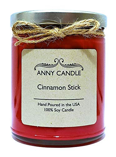Anny Candle Cinnamon Stick Scented 9 Oz- Straight sided Jar Candle 100 Soy Wax