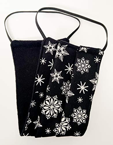 Black White Winter Snowflake Cotton Allergy Double Sided Reversible Washable Dust Face Mask - Adult Female Size
