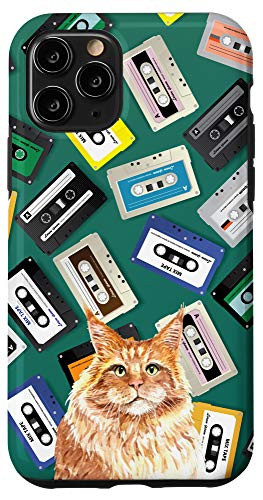 iPhone 11 Pro Orange Cat Vintage Retro Cassette Tape Classic Pattern Case