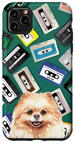 iPhone 11 Pro Max Pomeranian Dog Vintage Retro Cassette Tape Classic Pattern Case