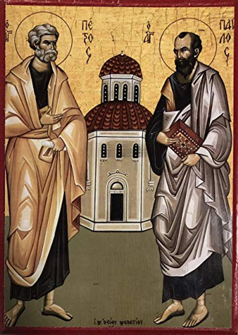 Wooden Greek Orthodox Christian Icon Saints Peter and Paul Pillars of the Church 5-5 x 7-5 Wooden Greek Orthodox Christian Icon Saints Peter and Paul Pillars of the Church 5-5 x 7-5