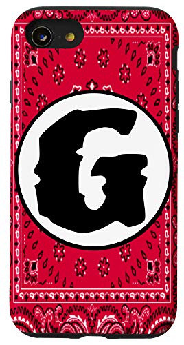 iPhone SE -2020- - 7 - 8 Red Bandana Handkerchief Paisley Monogram Letter G Case