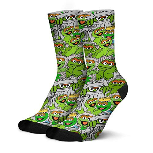 Men High Cut Crew Socks Oscar-The-Grouch-Trash-Green-Grievance-Muppet-Toys- Cotton Socks