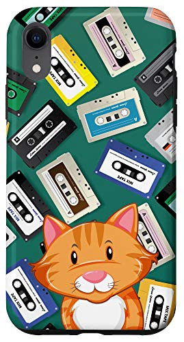 iPhone XR Cartoon Orange Cat Vintage Retro Cassette Tape Classic Case