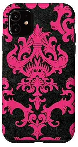iPhone 11 Damask pattern  Pink and black  Classic  Vintage  Fun Case