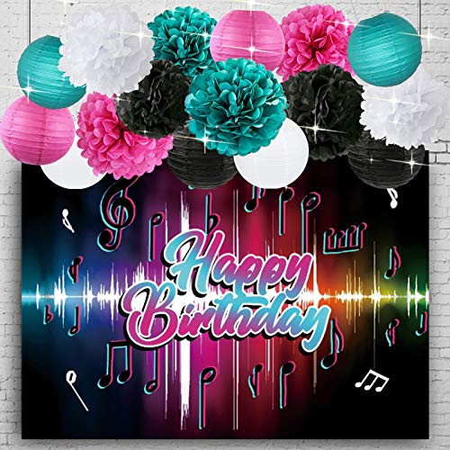 HappyField TIK Tok Birthday Party Decorations Music Theme Birthday Party Decorations TIK Tok Happy Birthday Banner TIK Tok Happy Birthday Backdrop Tis