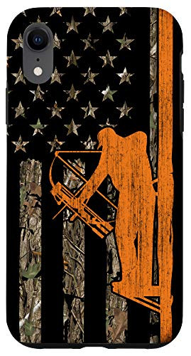 iPhone XR Bow Hunting Tree Stand Deer Hunter American Flag Camouflage Case