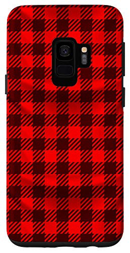 Galaxy S9 Classic Red and Black Plaid Buffalo Check Pattern Design Phone Case