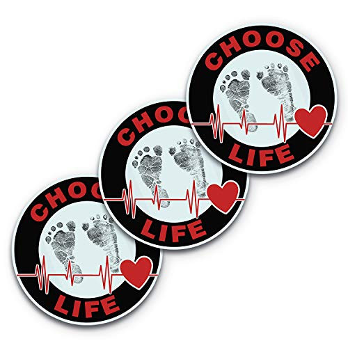 5x5 Pro Life Bumper Stickers 3-Pack  100 Waterproof  Choose Life  Round Bumper Sticker